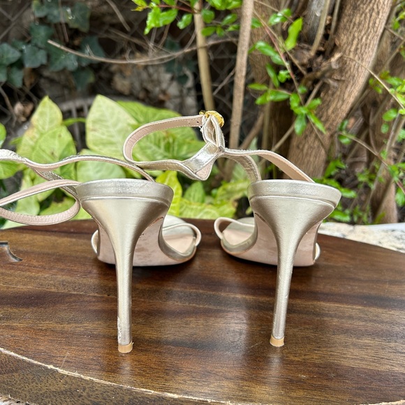 Stuart Weitzman Barelynude 100 sandals light gold size 8 women - Picture 5 of 14